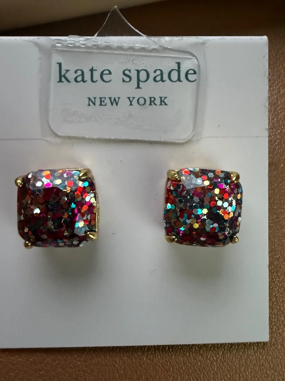 kate spade new york Party Perfect Multi Color Glitter Square Stud Earrings::NWT: